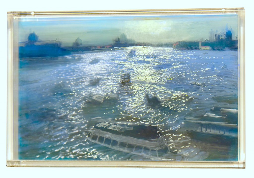 Martin Weinstein, Venice, Afternoon Traffic, 2 Days (2017), acrylic on multiple acrylic sheets, 11 x 17 inches