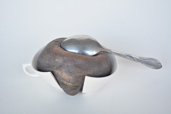 Jaroslava Prihodova 9: Untitled (2019), Bronze, porcelain, stainless steel, 6 x 4 ¼ x 3 ¼ inches.