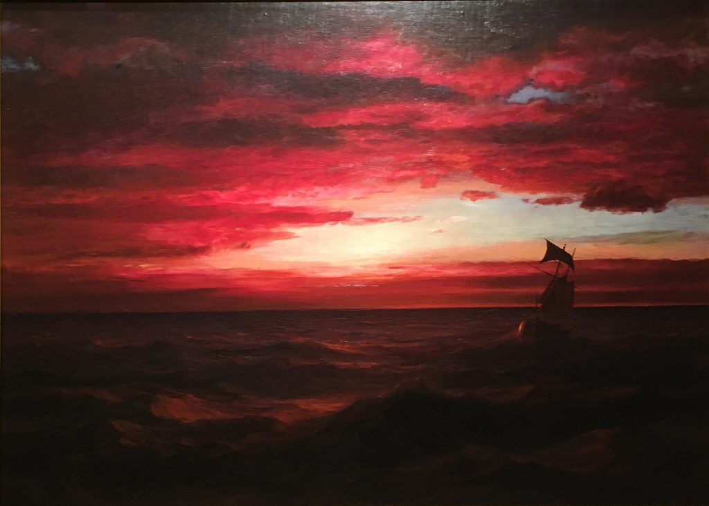 Frederic Edwin Church, "Marine Sunset, (The Black Sea)," oil on canvas, 30 1/8 x 42,” 1881 - 1882, Courtesy of Mnuchin Gallery, New York