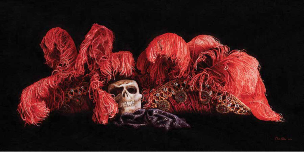 Chris Klein, Phantom of the Opera: Mask of the Red Death, 2019. Acrylic on canvas, 30 x 60 in. Courtesy of the artist.