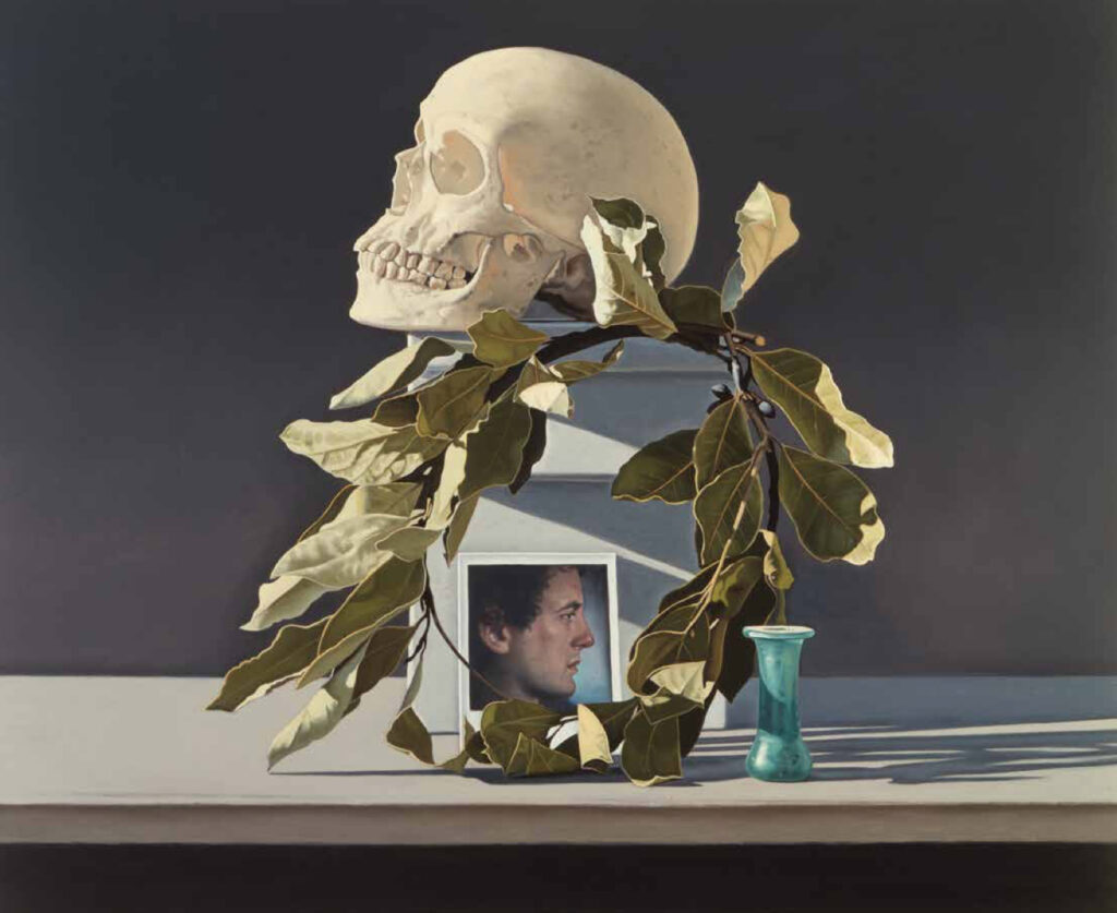 David Ligare, Still Life with Skull and Polaroid, 1983. Oil on canvas, 20 x 24 in. Collection of the artist.