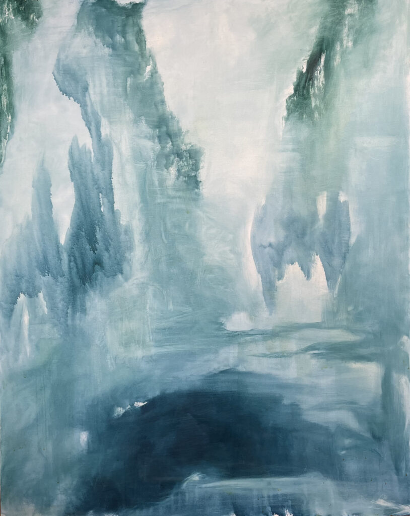 Inness Hancock, Into the Falls, 2016, oil on canvas, 60” x 48”