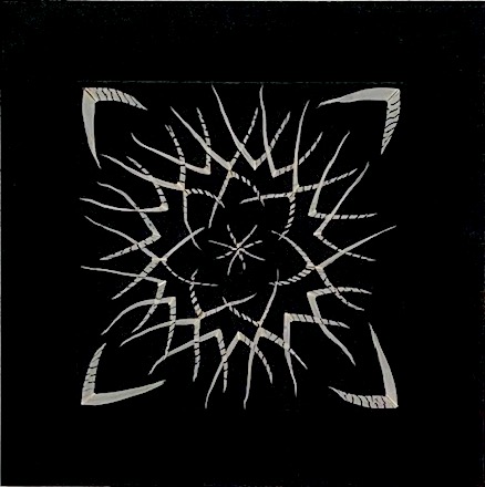 Nicki Marx, Elan Series #22/19 ©,  cut silver pheasant feathers, acrylic, sand, 18" x 18"