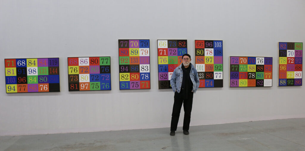Bruce Eves in front of his Work #901/Seven Days in February, 2018