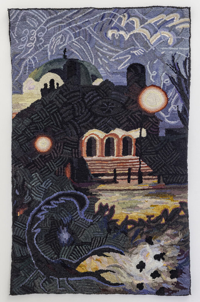 Heather Goodchild, Night at St. Anne's, 2020, wool and burlap, 33 x 53 in