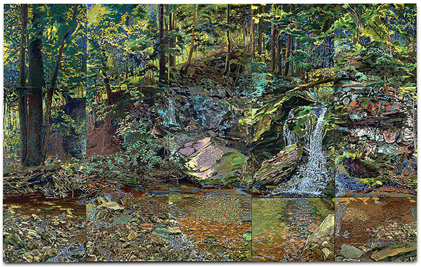 Barbara’s Falls Fred Gutzeit (1999) Acrylic on canvas (composite of 15 canvases) 108” x 168” Courtesy of the artist and The Catherine Fosnot Art Gallery and Center, New London CT