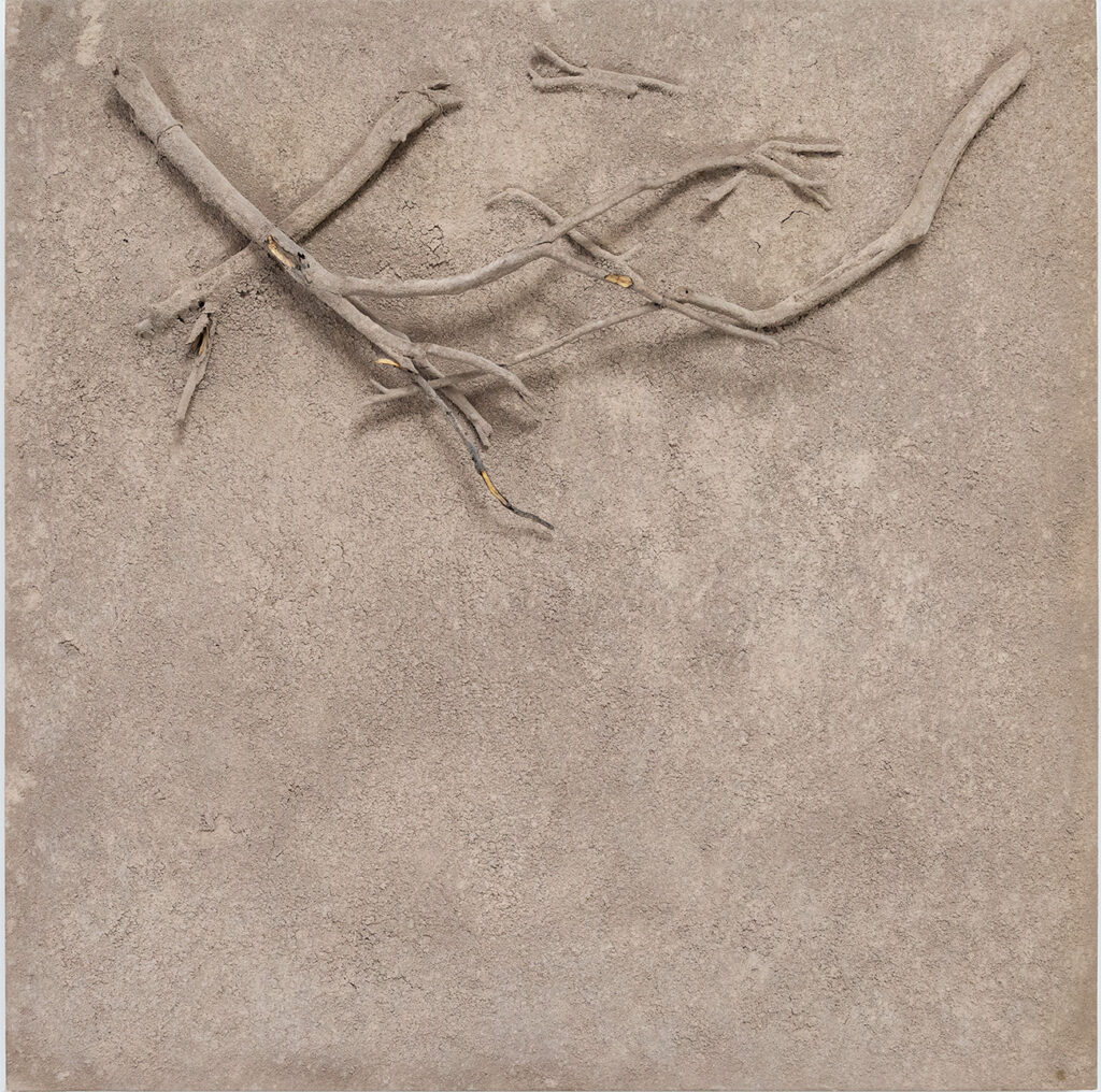 Alan Sonfist, Mud Slide California, 1991, mixed media on canvas, 48 x 48 in. (121.9 x 121.9 cm.)