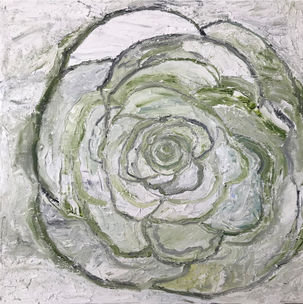 Margaret Evangeline, Greening World #6, 2021, oil on canvas, 48" x 48"