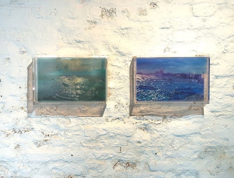 Martin Weinstein Vedute Palinsesti Installation view (left to right)- Venice, Santa Maria, 2 Evenings and Venice, 2 Afternoons at Castello 925 Annex Gallery located at Fondamenta San Giuseppe 780, Sestiere Castello, Venice VE thru July 10, 2022