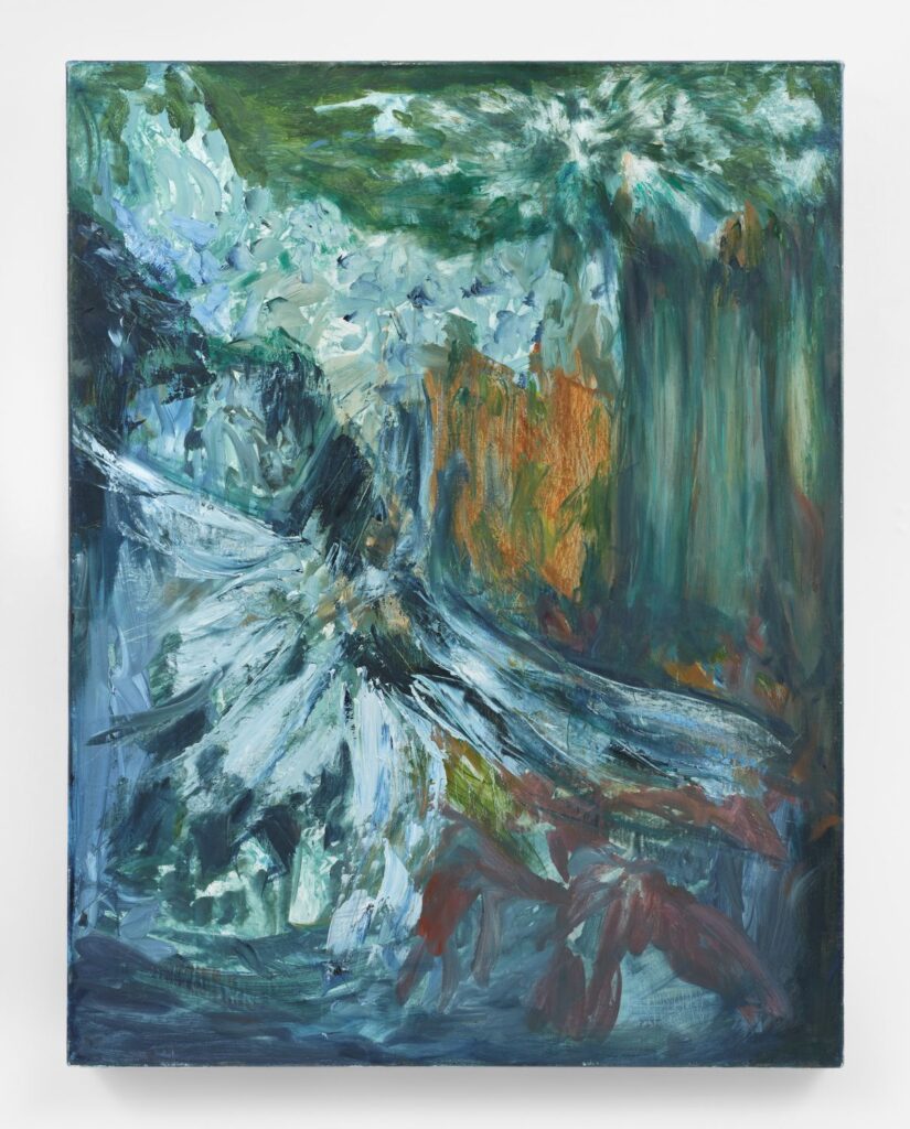 Sarah Cunningham, River Mouth, 2021, oil on linen, 130 x 100.3 x 4.8 cm, 51 1/4 x 39 1/2 x 2 in. © Sarah Cunningham, Courtesy of the Artist and Almine Rech, Photograph by Dan Bradica