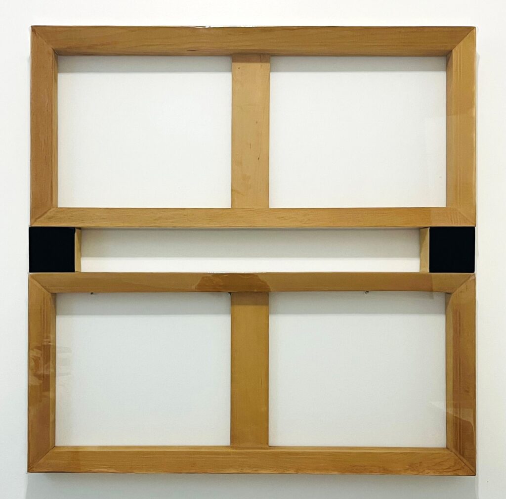 Max Estenger, Black See-Through Painting, 1990, clear vinyl on wood, acrylic on canvas, 40" x 40"