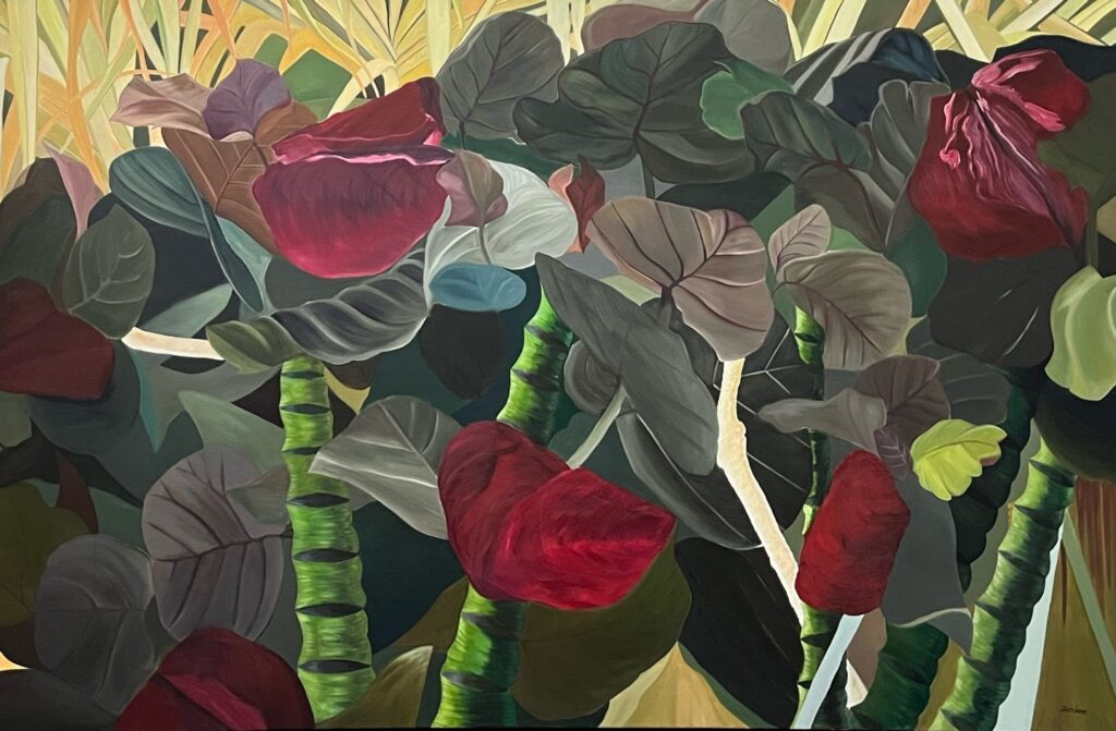 Sunhee Kim Jung, Red Leaves, 2005, oil on canvas, 42" (h) x 64" (w)