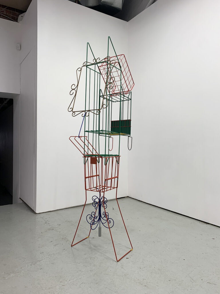 Ginette Legaré, Urban Strands, 2022, reclaimed metal/wire implements, 193 x 50 x 84 cm (76” x 20” x 33”)