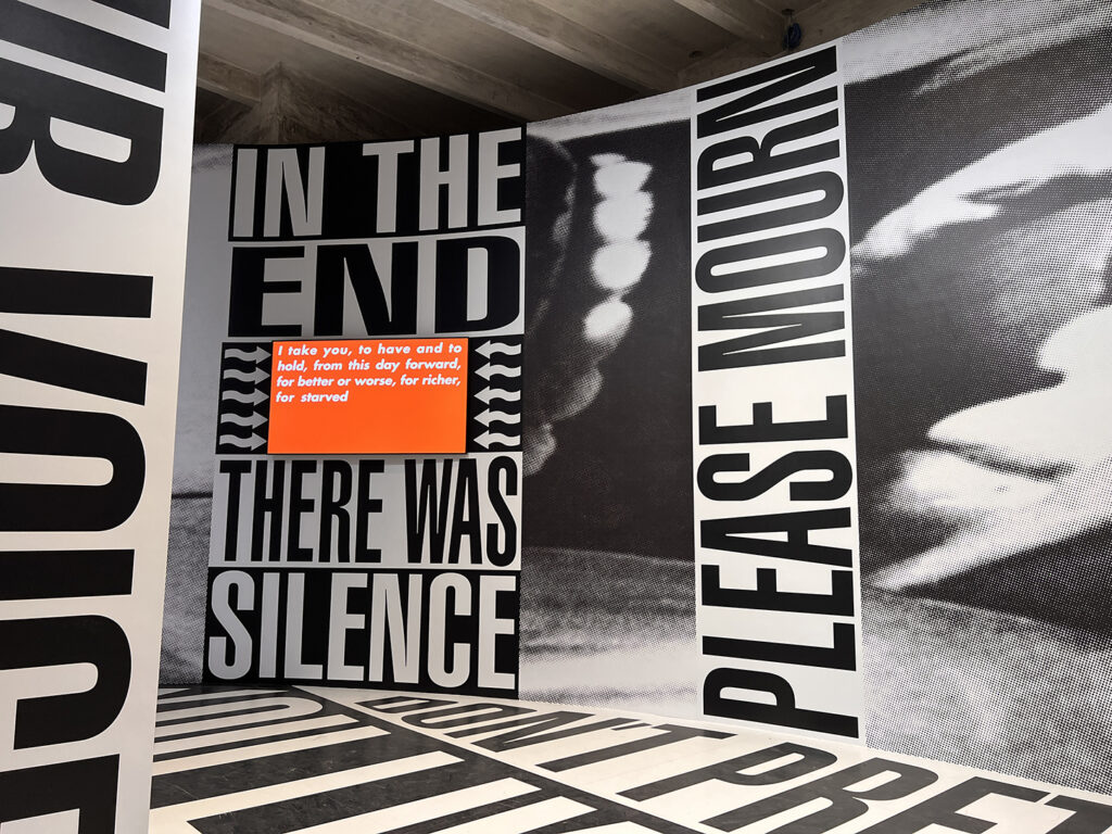 Barbara Kruger, ‘Please care, Please Mourn’ at the Arsenal