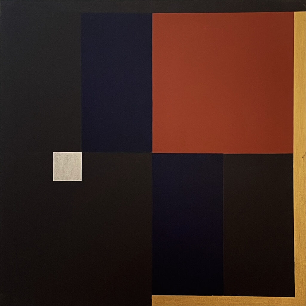 Robert C. Morgan, Loggia XII, 2019, acrylic/metallic paint on canvas 22 x 22 inches