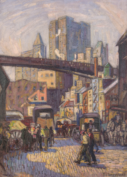 Peter Clapham Sheppard, Lower New York, 1922, oil on canvas,  122 x 89 cm