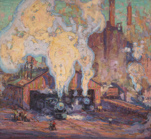 Peter Clapham Sheppard, The Engine Home, 1919, oil on canvas, 84 x 91.4 cm
