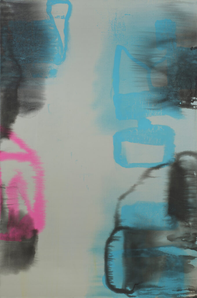 Bobbie Oliver, RV Grey, Blue, Pink, 2023 acrylic on canvas, 72 x 48 in.
Photo: KC Crow Maddux / courtesy of the artist and High Noon Gallery