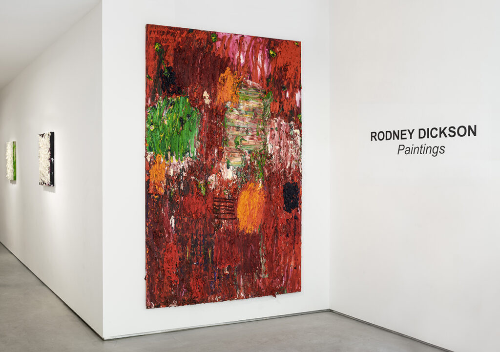 Rodney Dickson, 17 (2023) (foreground), oil on board, 96 x 60 inches, all images courtesy of Martin Seck