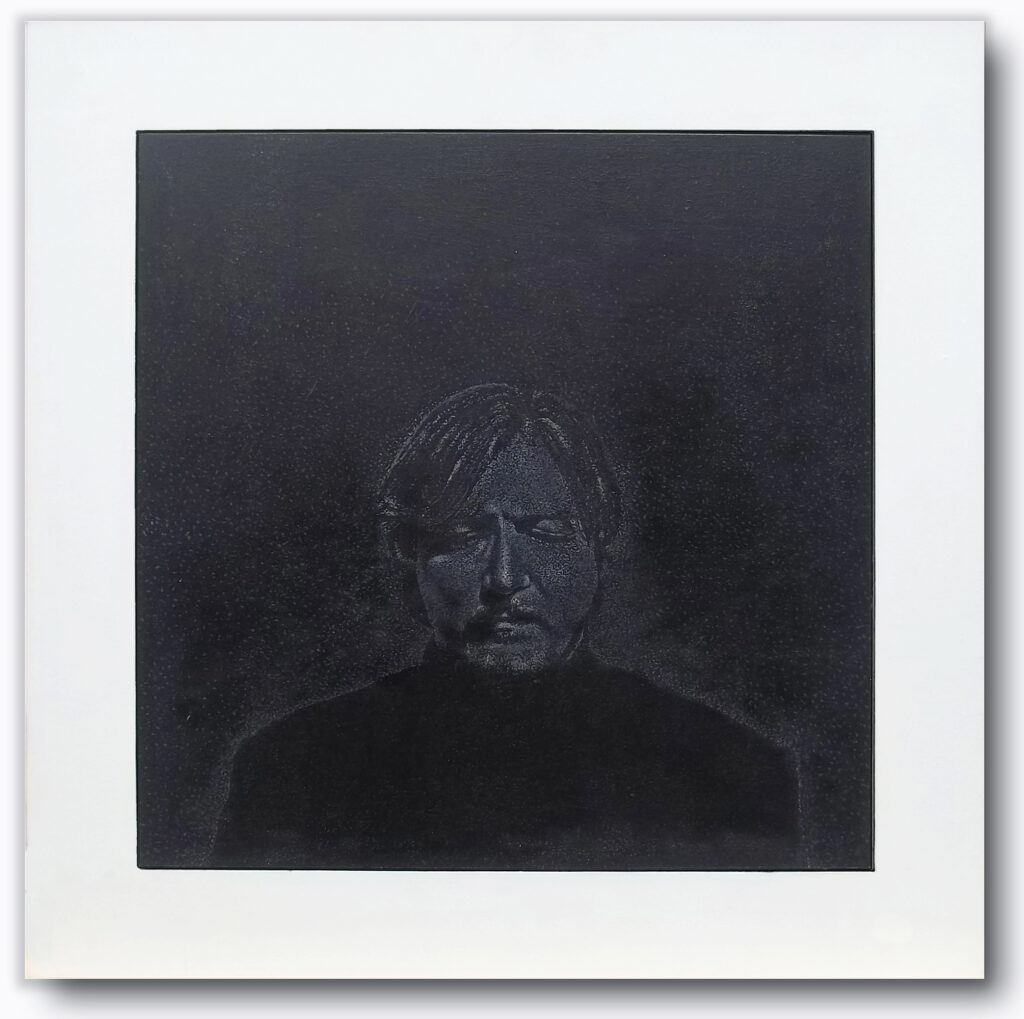 Blackout, 1996, acrylic on masonite, 32 x 32 inches (Inspired by the October 3, 1995 visit to Galerie Lahumiere in Paris, France). Courtesy of the artist